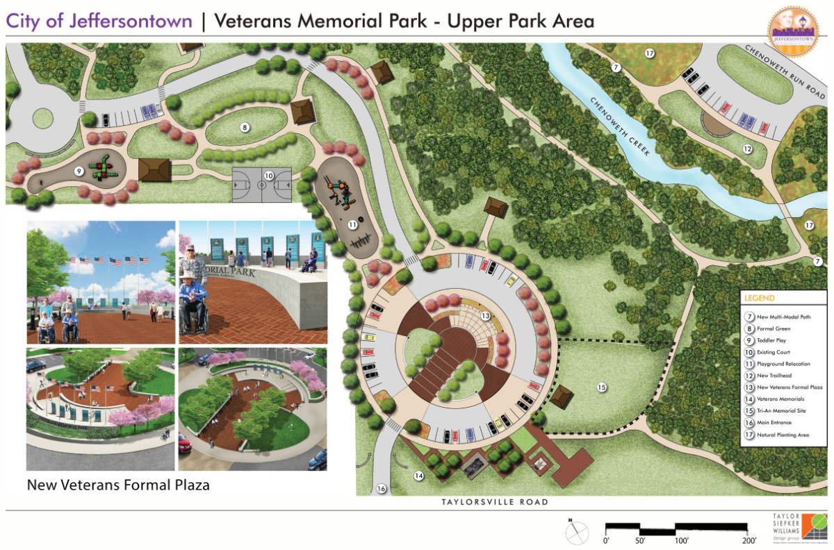 Illustrated map of Veterans Memorial Park Upper Area